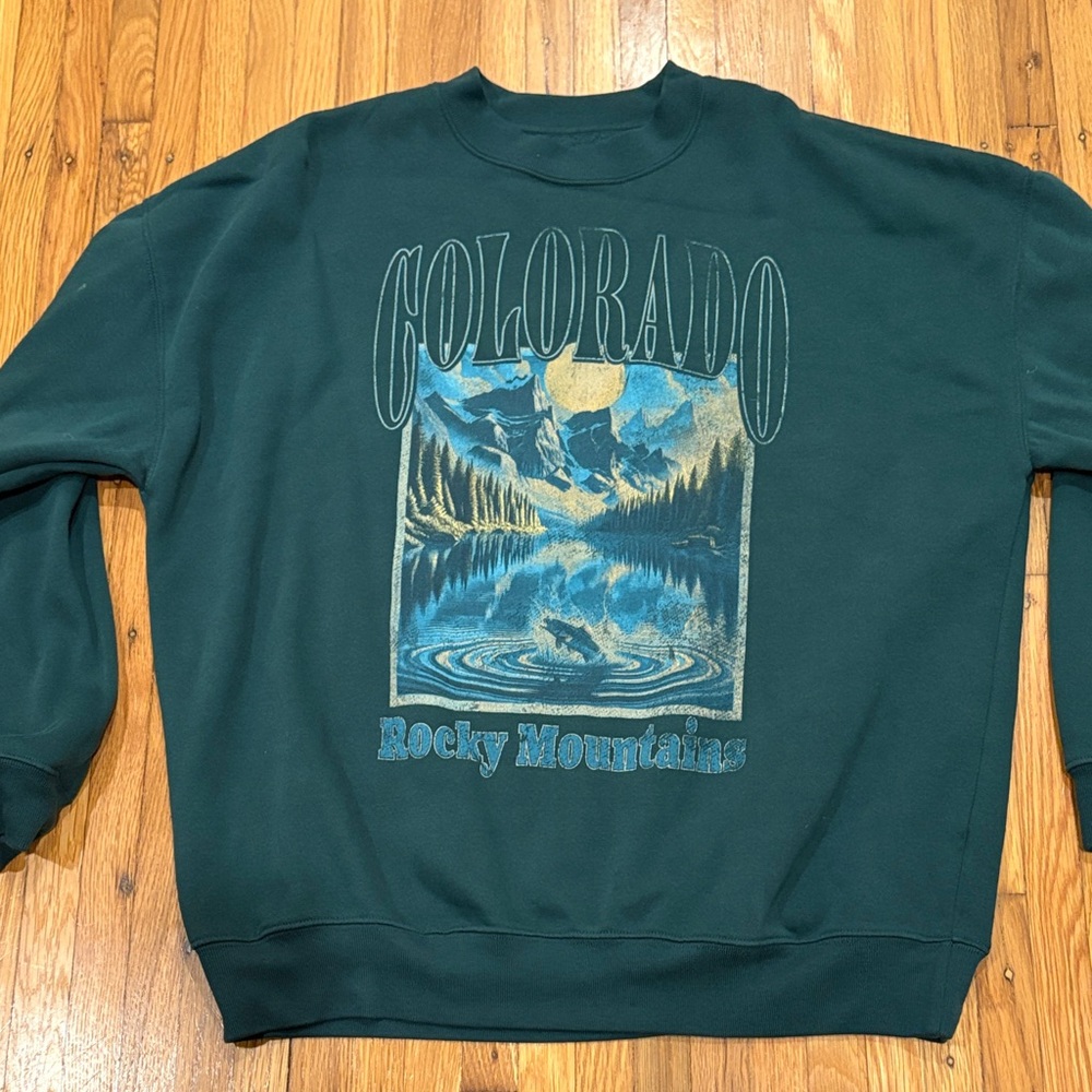 State of Mind Teal Colorado Graphic Men's Crewneck Sweater